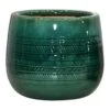 Indoor Emerald Green Glazed Herringbone Scratched Ceramic Pot, 5" -Patio Furniture Sales Store indoor emerald green glazed herringbone scratched ceramic pot 5