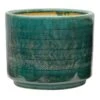 Indoor Emerald Green Glazed Herringbone Scratched Ceramic Pot, Large -Patio Furniture Sales Store indoor emerald green glazed herringbone scratched ceramic pot large