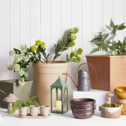 Indoor Floral Colorblock Ceramic Pot, 9.5" -Patio Furniture Sales Store indoor floral colorblock ceramic pot 9.5 1