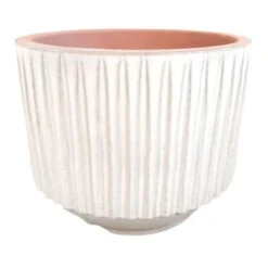 Indoor Fluted White Ceramic Pot, 4.5"