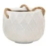 Indoor Hanging White Woven Textured Ceramic Pot, Extra Small -Patio Furniture Sales Store indoor hanging white woven textured ceramic pot extra small