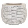 Indoor Honeycomb Textured Whitewashed Ceramic Pot, Large