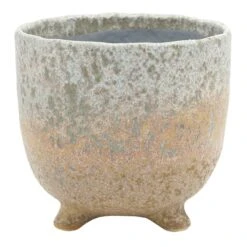 Indoor Ivory Footed Ceramic Pot, 7"