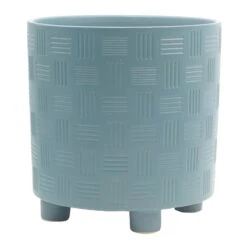 Indoor Mod Navy Blue Footed Ceramic Pot, 11"