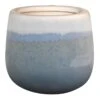 Indoor Two-Tone White & Light Blue Glazed Ceramic Pot, 6" -Patio Furniture Sales Store indoor two tone white light blue glazed ceramic pot 6