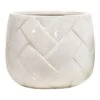Indoor White Glazed Weave Textured Ceramic Pot, Large -Patio Furniture Sales Store indoor white glazed weave textured ceramic pot large 1