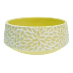 Indoor Yellow Floral Print Ceramic Pot, 3.8x9.6
