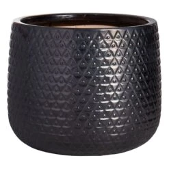 Isis Mist Black Ceramic Planter, Large