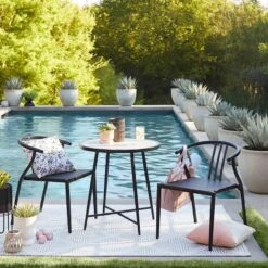 Laila Ali 2-Piece Sydney Outdoor Bistro Chairs, Black -Patio Furniture Sales Store laila ali 2 piece sydney outdoor bistro chairs black 2