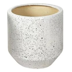 Laila Ali White Speckled Modern Tapered Ceramic Pot, Medium -Patio Furniture Sales Store laila ali white speckled modern tapered ceramic pot medium 2