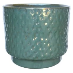 Lake Blue Dimpled Ceramic Planter, 13.2"