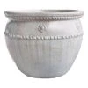 Medium White Glazed Clay Pot, 10" -Patio Furniture Sales Store medium white glazed clay pot 10