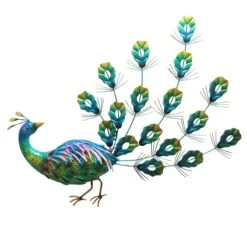 Metal Peacock Outdoor Wall Decor, 21"