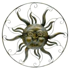 Metal Sun Face Outdoor Wall Decor, 32"