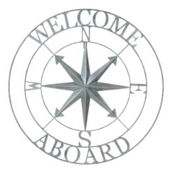 Metal Welcome Compass Outdoor Wall Decor, 27"
