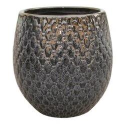 Moonlight Tall Metallic Black Ceramic Planter, Large