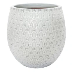 Moonlight Tall White Ceramic Planter, Small