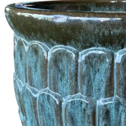 Patio Furniture Sales Store -Patio Furniture Sales Store moss green crown ceramic planter 19.3 1