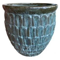 Moss Green Crown Ceramic Planter, 19.3"