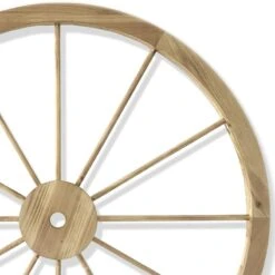 Natural Wood Wagon Wheel Outdoor Wall Decor, 32" -Patio Furniture Sales Store natural wood wagon wheel outdoor wall decor 32 1