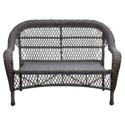 Outdoor Wicker Settee, Brown -Patio Furniture Sales Store outdoor wicker settee brown 1
