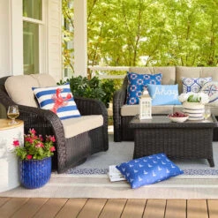 Providence Blue Dimpled Round Pot, Medium -Patio Furniture Sales Store providence blue dimpled round pot medium 1