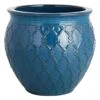 Providence Blue Glazed Barbed Wire Pot, Large -Patio Furniture Sales Store providence blue glazed barbed wire pot large