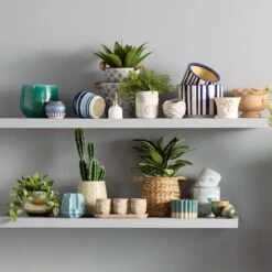 Providence Indoor Blue & White Striped Ceramic Pot, Medium -Patio Furniture Sales Store providence indoor blue white striped ceramic pot medium 2