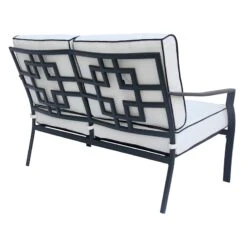 Providence Savannah Black & White Outdoor Loveseat -Patio Furniture Sales Store providence savannah black white outdoor loveseat 1