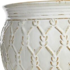 Providence White Glazed Barbed Wire Pot, Large -Patio Furniture Sales Store providence white glazed barbed wire pot large 1