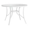 Round Water Wave Glass Top Outdoor Dining Table, White