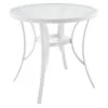 Round Water Wave Glass Top White Outdoor Table, 30"