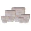 Round Whitewashed Terracotta Planter, Extra Large -Patio Furniture Sales Store round whitewashed terracotta planter extra large