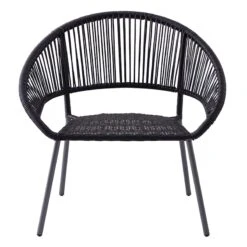 Round Wicker Outdoor Lounge Chair, Black -Patio Furniture Sales Store round wicker outdoor lounge chair black 1