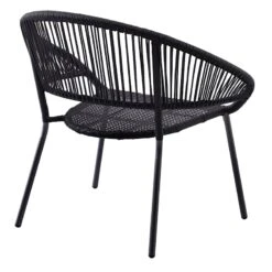 Round Wicker Outdoor Lounge Chair, Black -Patio Furniture Sales Store round wicker outdoor lounge chair black 4