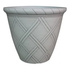 Short White Lattice Design Planter, 12"