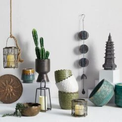 Small Indoor Two-Tone Blue Ceramic Pot, 5.5" -Patio Furniture Sales Store small indoor two tone blue ceramic pot 5.5 1