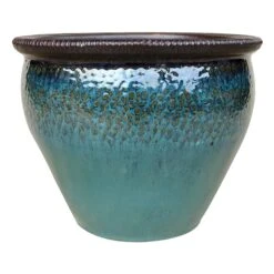 Smoky Mountain Ocean Blue Ceramic Planter, Medium