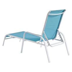 Stackable Aquarelle Blue Sling Outdoor Chaise Lounge Chair With White Frame -Patio Furniture Sales Store stackable aquarelle blue sling outdoor chaise lounge chair with white frame 4