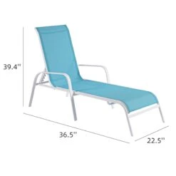 Stackable Aquarelle Blue Sling Outdoor Chaise Lounge Chair With White Frame -Patio Furniture Sales Store stackable aquarelle blue sling outdoor chaise lounge chair with white frame 5