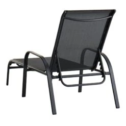 Stackable Black Sling Outdoor Chaise Lounge Chair -Patio Furniture Sales Store stackable black sling outdoor chaise lounge chair 1