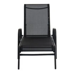 Stackable Black Sling Outdoor Chaise Lounge Chair -Patio Furniture Sales Store stackable black sling outdoor chaise lounge chair 2