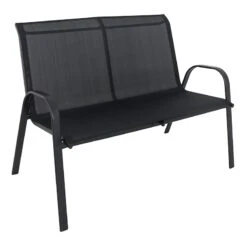 Stackable Black Sling Patio Settee