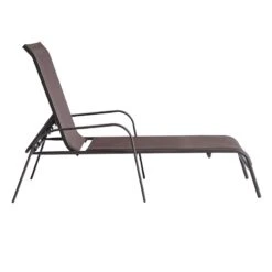 Stackable Brown Sling Outdoor Chaise Lounge Chair -Patio Furniture Sales Store stackable brown sling outdoor chaise lounge chair 1