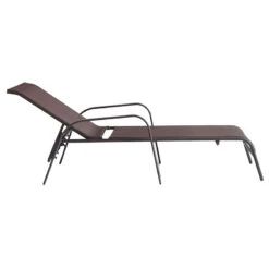 Stackable Brown Sling Outdoor Chaise Lounge Chair -Patio Furniture Sales Store stackable brown sling outdoor chaise lounge chair 2
