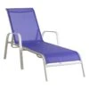 Stackable Cobalt Blue Sling Outdoor Chaise Lounge Chair With White Frame -Patio Furniture Sales Store stackable cobalt blue sling outdoor chaise lounge chair with white frame