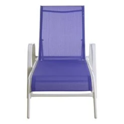 Stackable Cobalt Blue Sling Outdoor Chaise Lounge Chair With White Frame -Patio Furniture Sales Store stackable cobalt blue sling outdoor chaise lounge chair with white frame 2