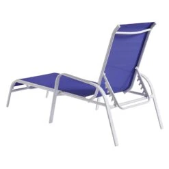 Stackable Cobalt Blue Sling Outdoor Chaise Lounge Chair With White Frame -Patio Furniture Sales Store stackable cobalt blue sling outdoor chaise lounge chair with white frame 4