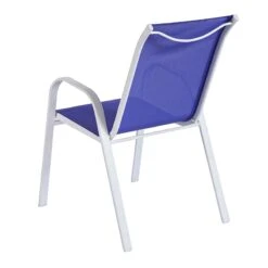 Stackable Cobalt Blue Sling Patio Chair With White Frame -Patio Furniture Sales Store stackable cobalt blue sling patio chair with white frame 3