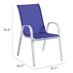 Stackable Cobalt Blue Sling Patio Chair With White Frame -Patio Furniture Sales Store stackable cobalt blue sling patio chair with white frame 5